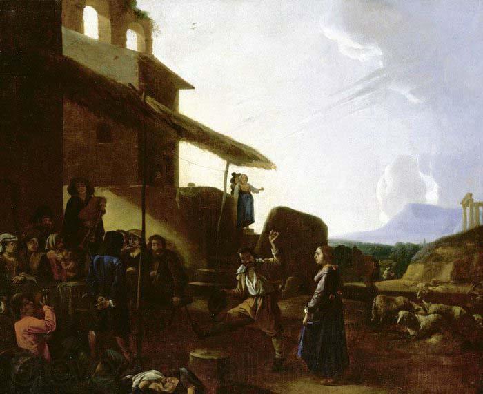 CERQUOZZI, Michelangelo Street Scene in Rome - Oil on canvas Spain oil painting art